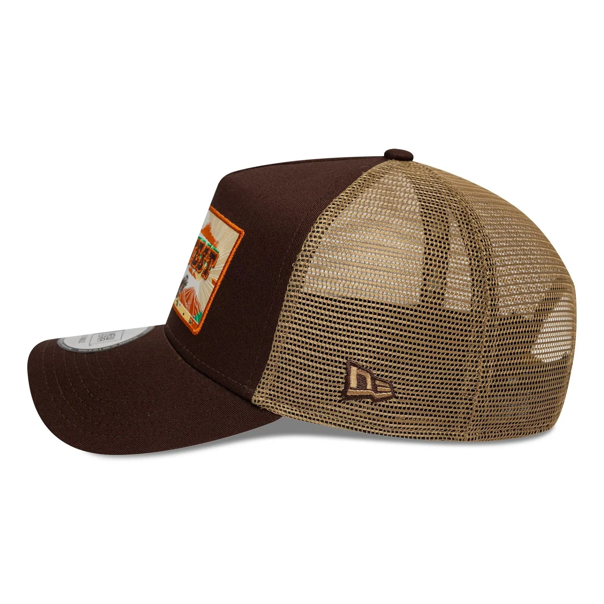 New Era Western Patch Dark Brown 9FORTY A-Frame Trucker Adjustable Cap Billy J