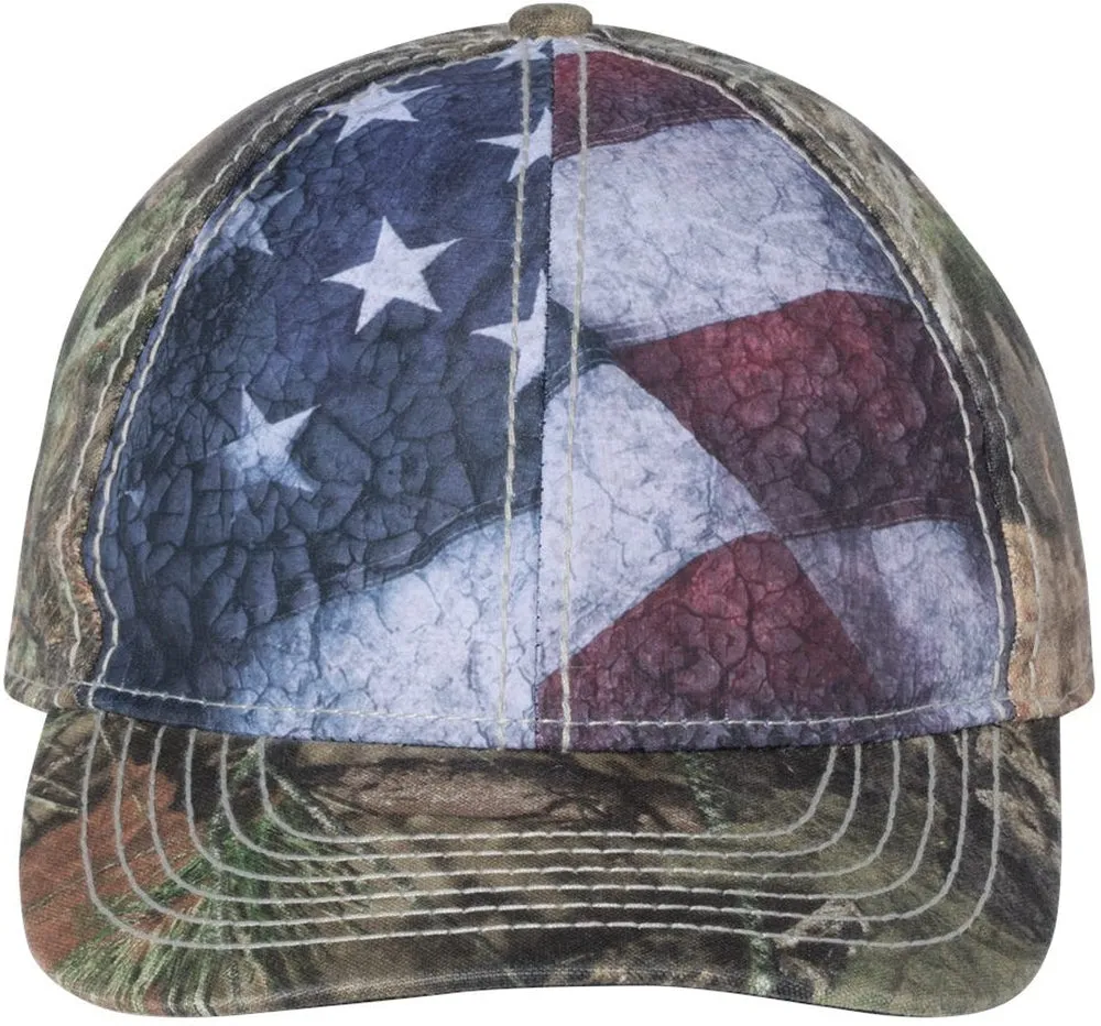 Outdoor Cap Camo with Flag Sublimated Front Panels Cap