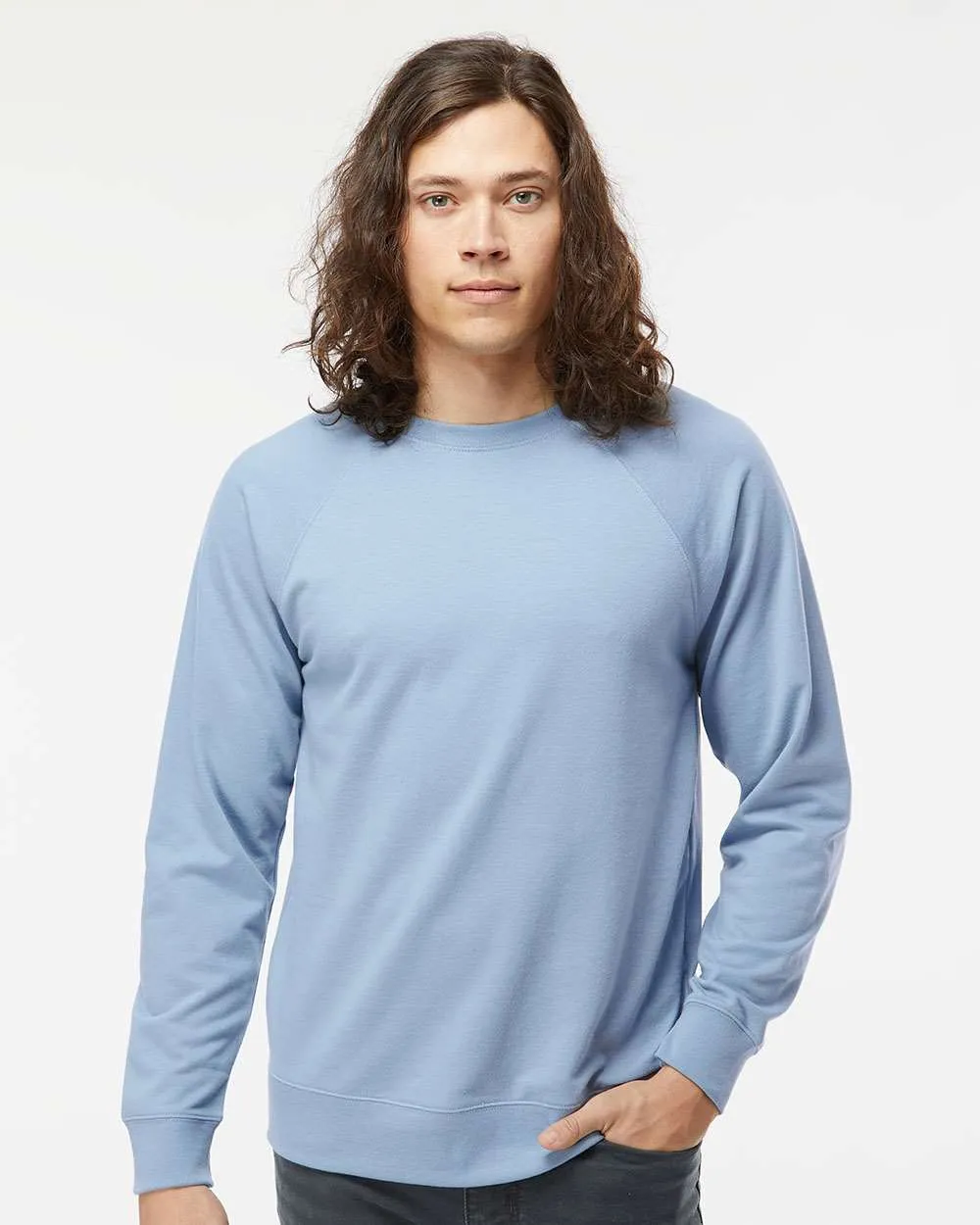 OUTLET-Independent Trading Co. Icon Unisex Lightweight Loopback Terry Crewneck Sweatshirt