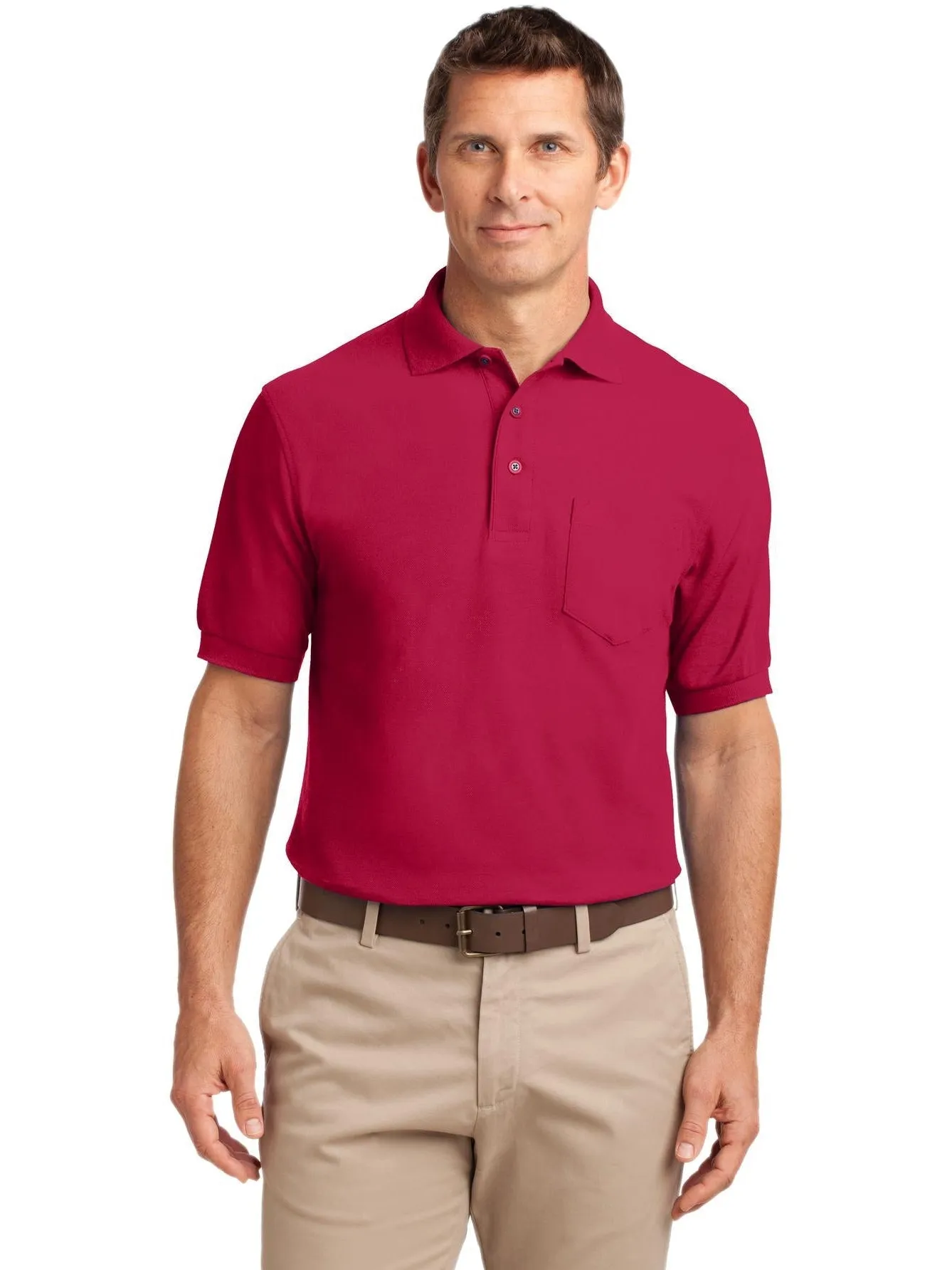 OUTLET-Port Authority Tall Silk Touch Polo with Pocket