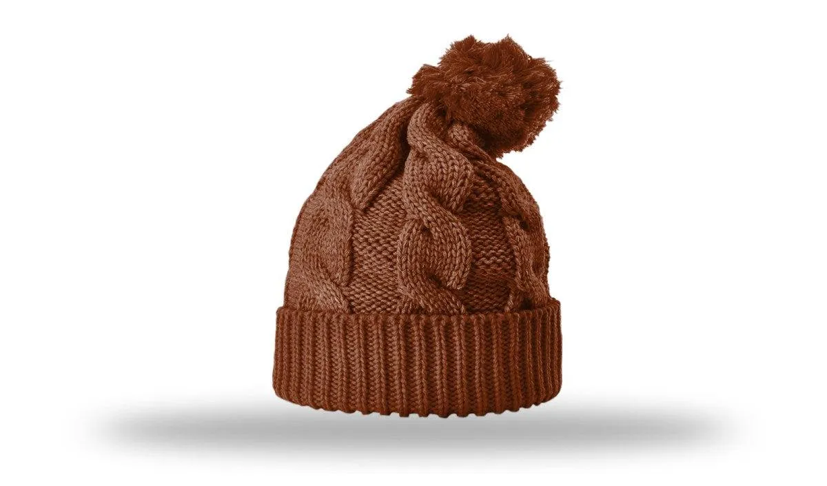 OUTLET-Richardson Chunk Twist Knit Beanie W/ Cuff & Pom