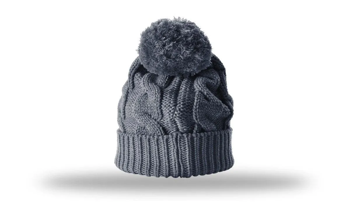 OUTLET-Richardson Chunk Twist Knit Beanie W/ Cuff & Pom