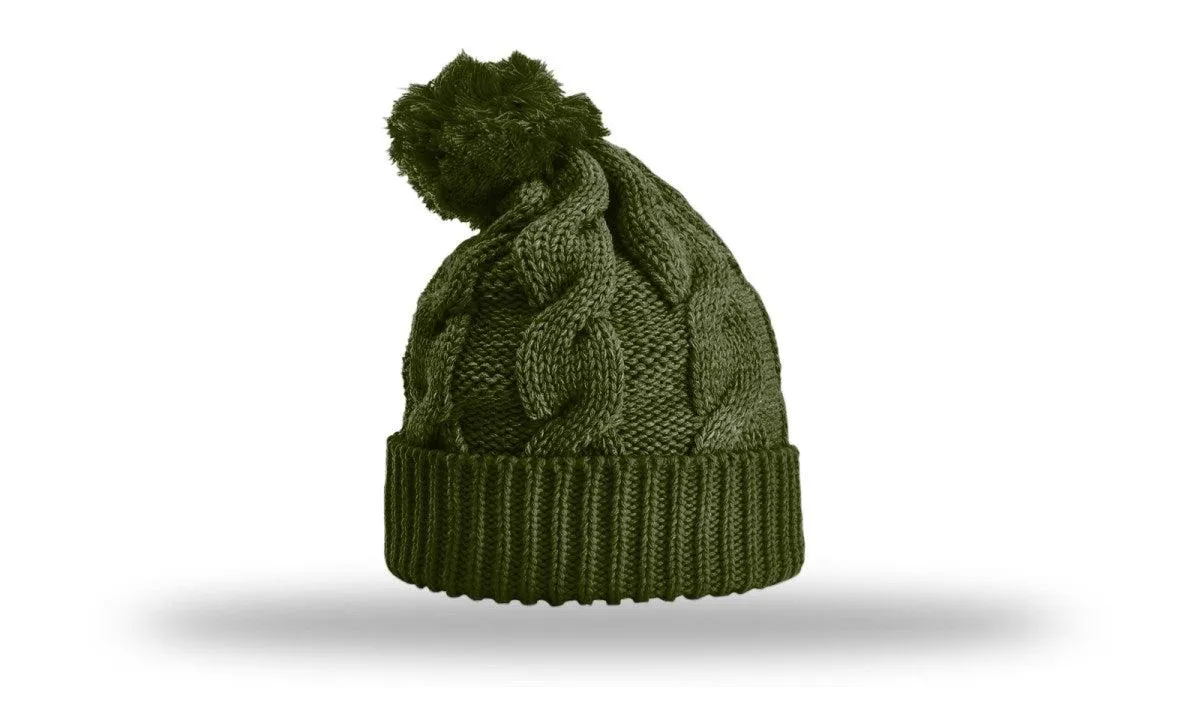 OUTLET-Richardson Chunk Twist Knit Beanie W/ Cuff & Pom
