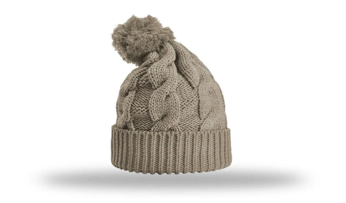 OUTLET-Richardson Chunk Twist Knit Beanie W/ Cuff & Pom