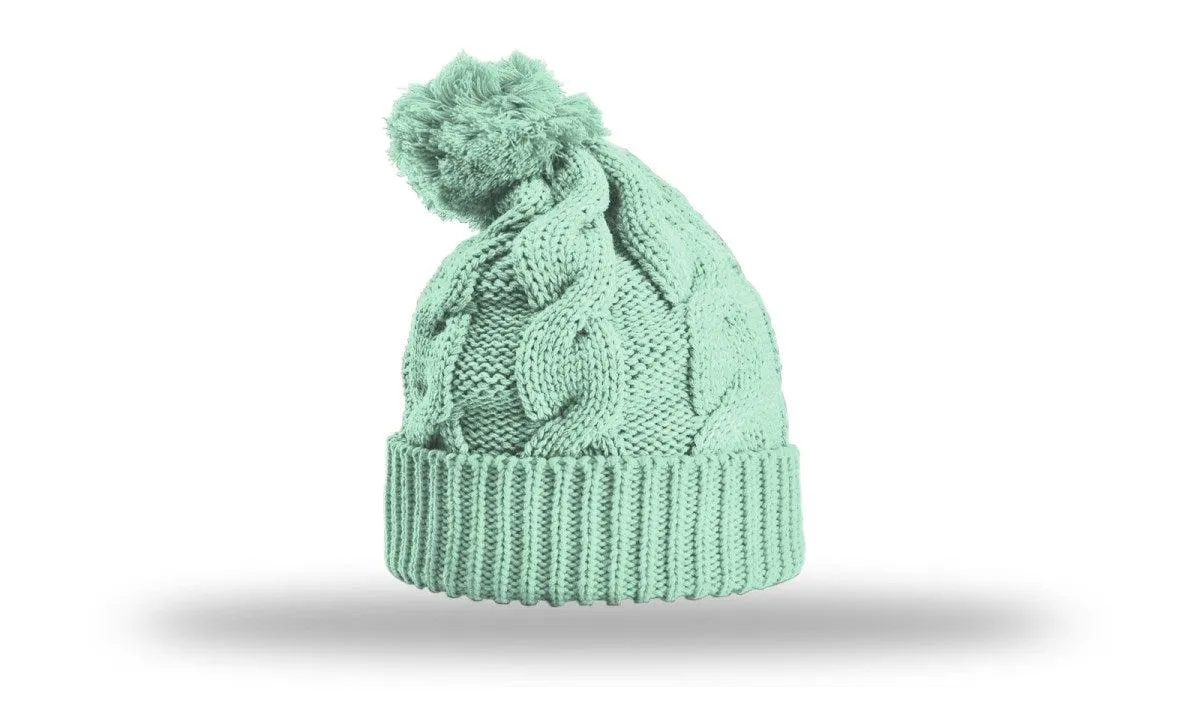 OUTLET-Richardson Chunk Twist Knit Beanie W/ Cuff & Pom
