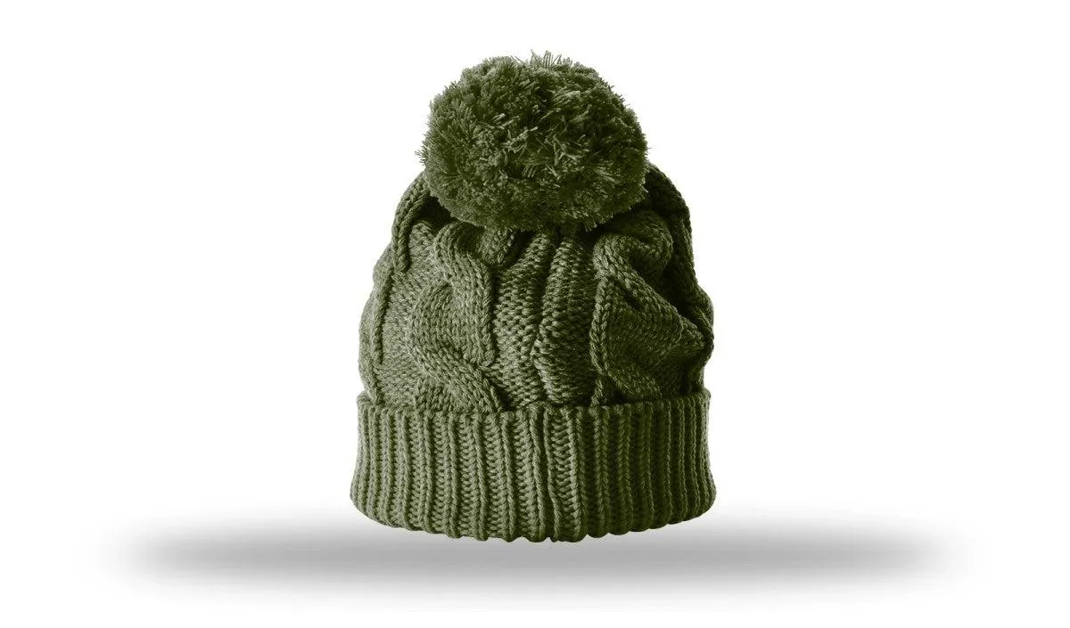 OUTLET-Richardson Chunk Twist Knit Beanie W/ Cuff & Pom