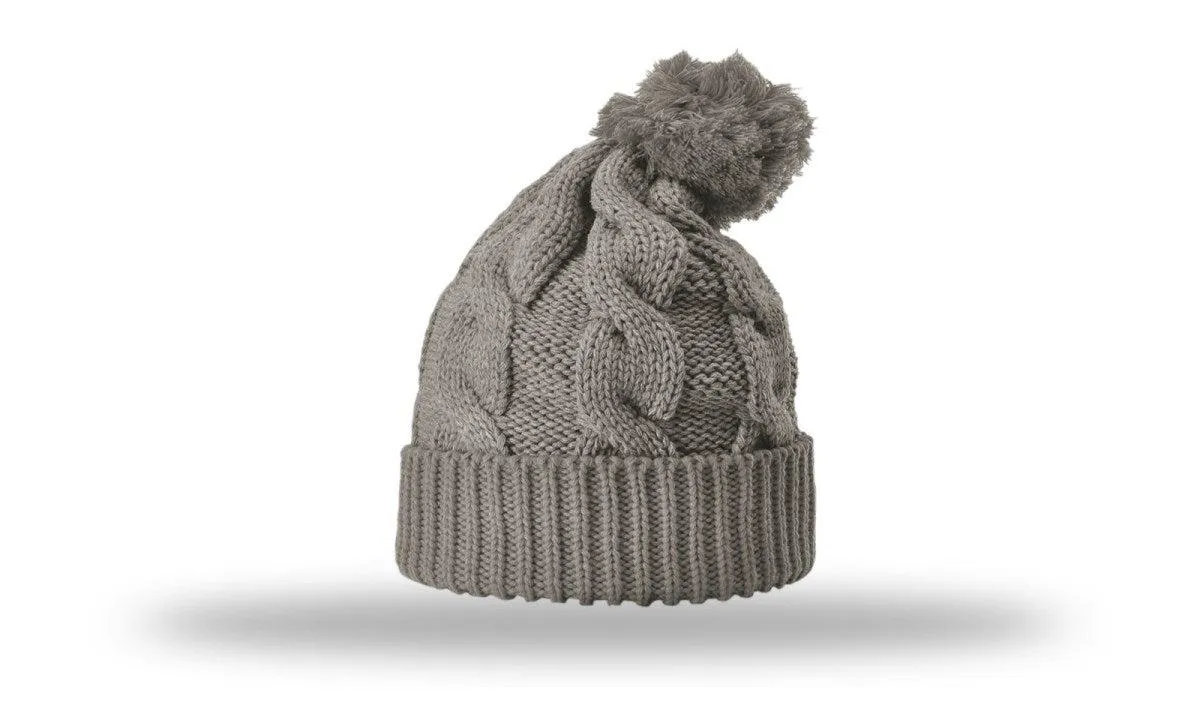 OUTLET-Richardson Chunk Twist Knit Beanie W/ Cuff & Pom