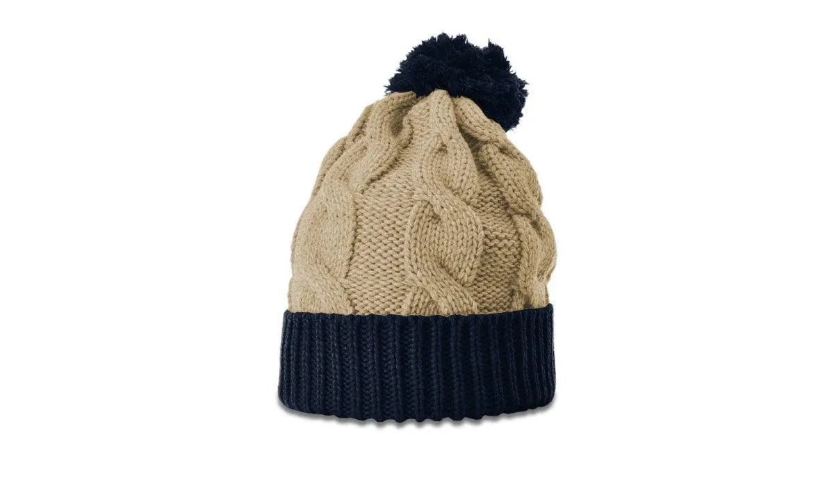OUTLET-Richardson Chunk Twist Knit Beanie W/ Cuff & Pom