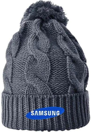 OUTLET-Richardson Chunk Twist Knit Beanie W/ Cuff & Pom
