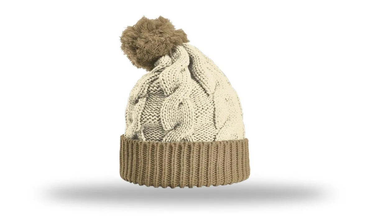 OUTLET-Richardson Chunk Twist Knit Beanie W/ Cuff & Pom