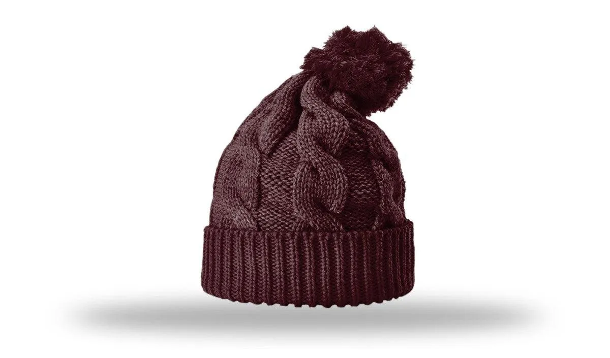 OUTLET-Richardson Chunk Twist Knit Beanie W/ Cuff & Pom