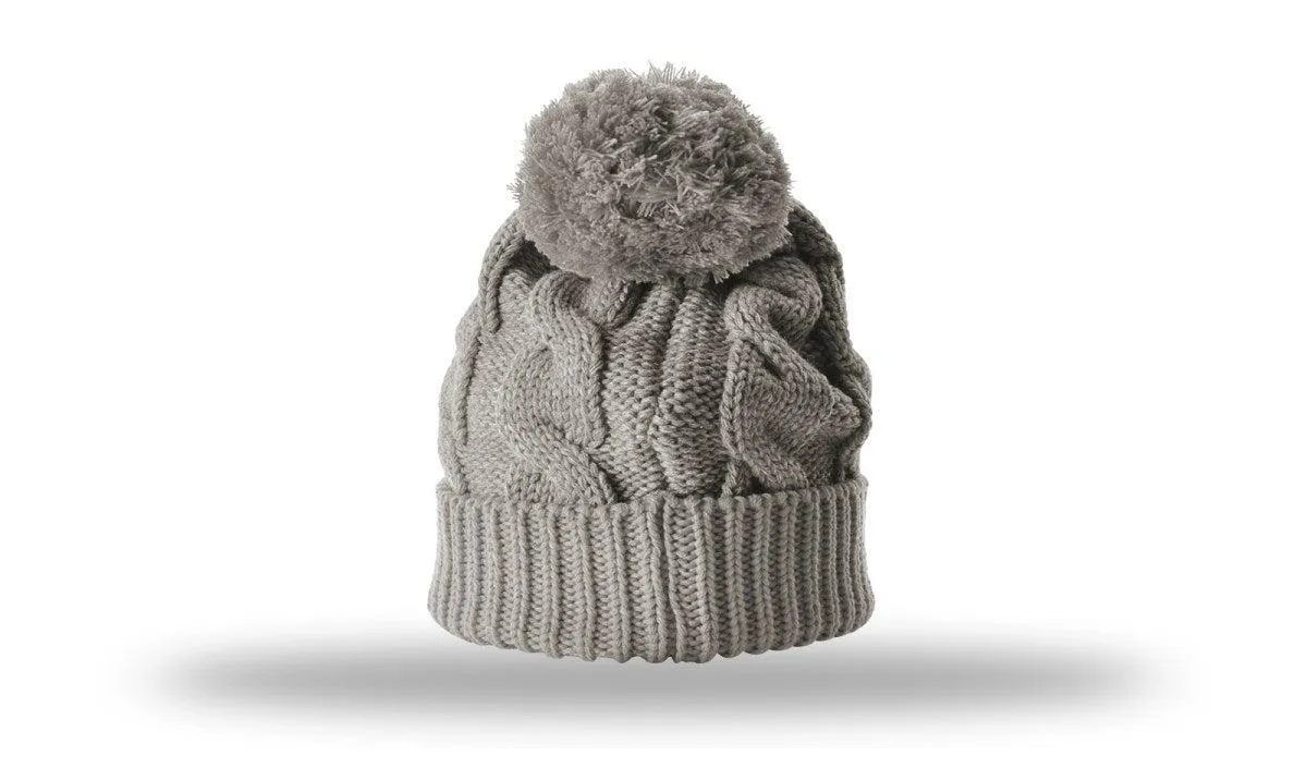 OUTLET-Richardson Chunk Twist Knit Beanie W/ Cuff & Pom