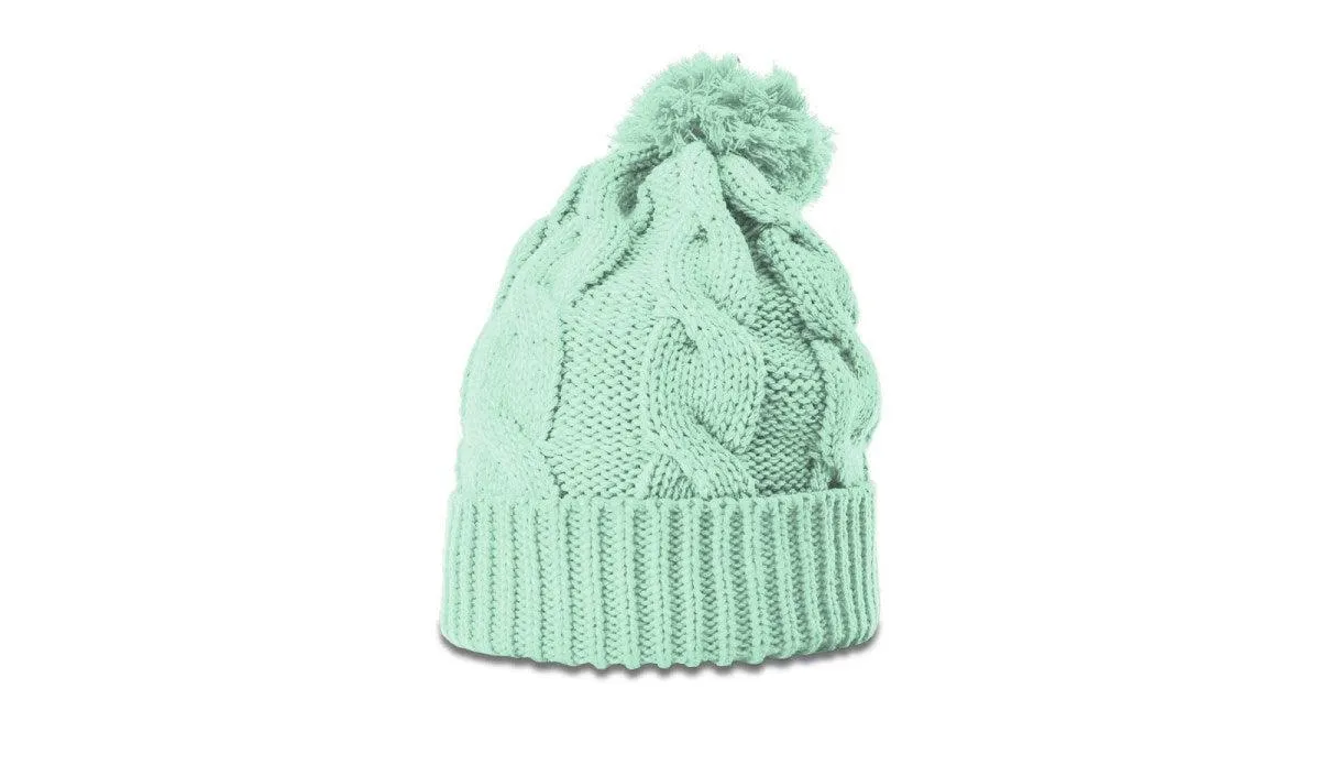 OUTLET-Richardson Chunk Twist Knit Beanie W/ Cuff & Pom