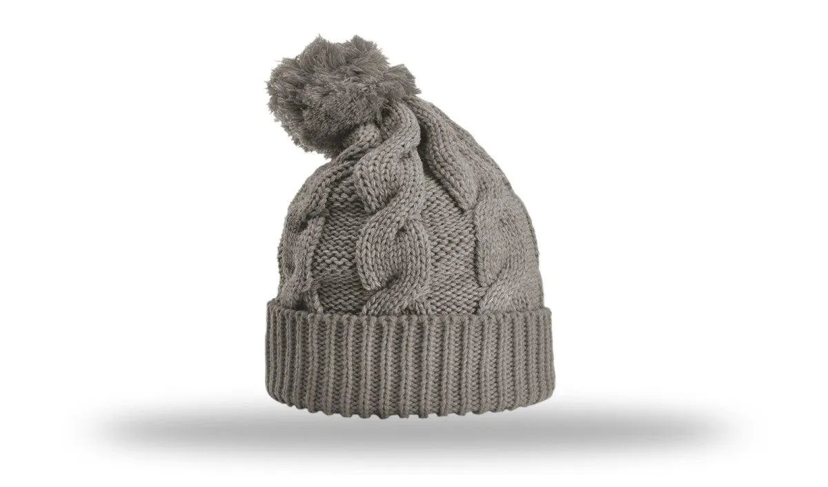 OUTLET-Richardson Chunk Twist Knit Beanie W/ Cuff & Pom