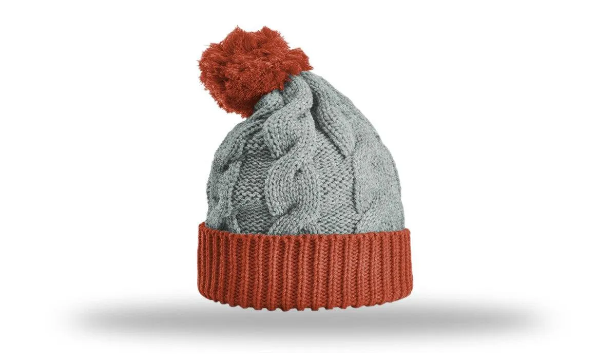 OUTLET-Richardson Chunk Twist Knit Beanie W/ Cuff & Pom