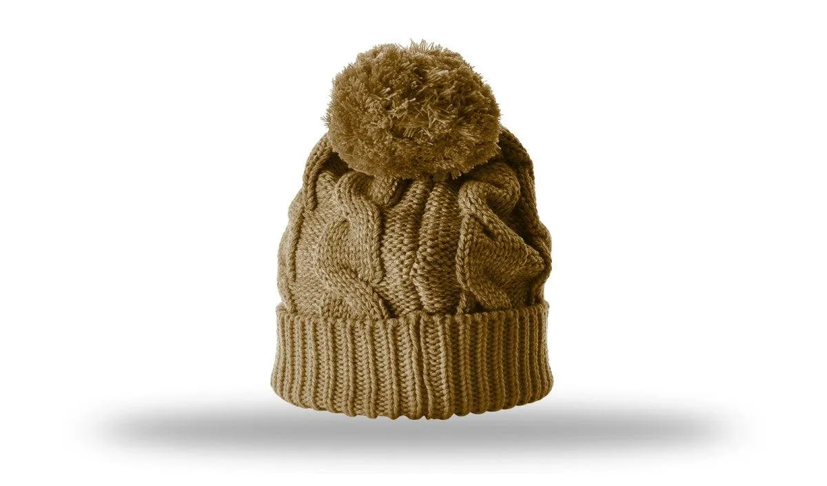 OUTLET-Richardson Chunk Twist Knit Beanie W/ Cuff & Pom