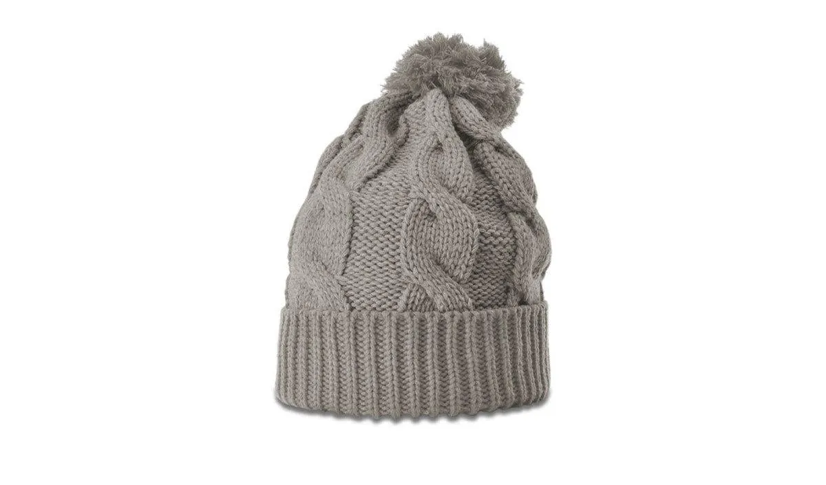 OUTLET-Richardson Chunk Twist Knit Beanie W/ Cuff & Pom