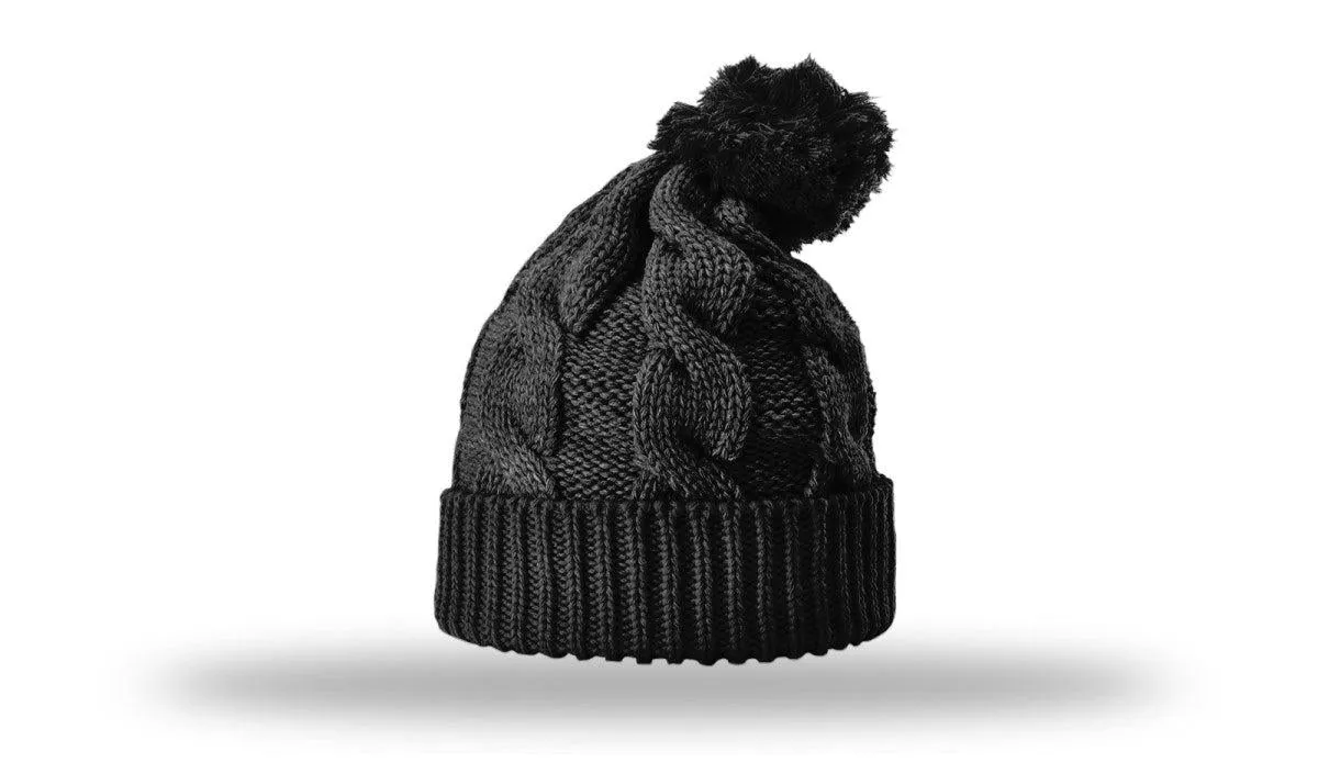 OUTLET-Richardson Chunk Twist Knit Beanie W/ Cuff & Pom