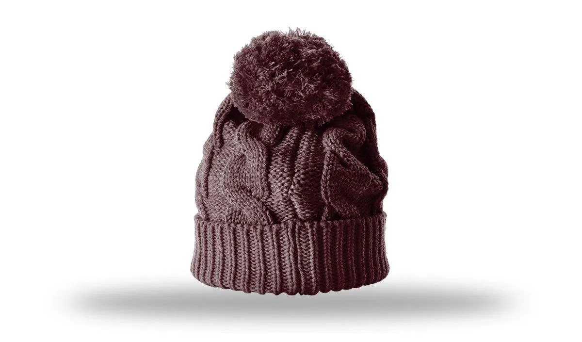 OUTLET-Richardson Chunk Twist Knit Beanie W/ Cuff & Pom