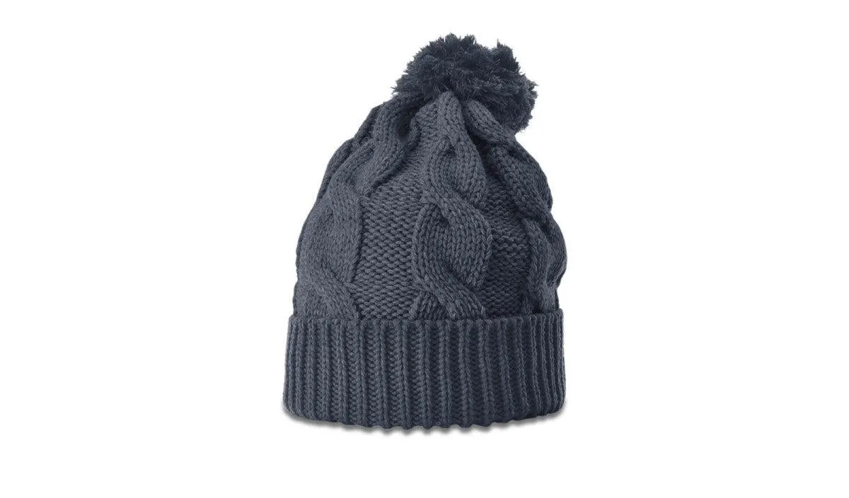 OUTLET-Richardson Chunk Twist Knit Beanie W/ Cuff & Pom