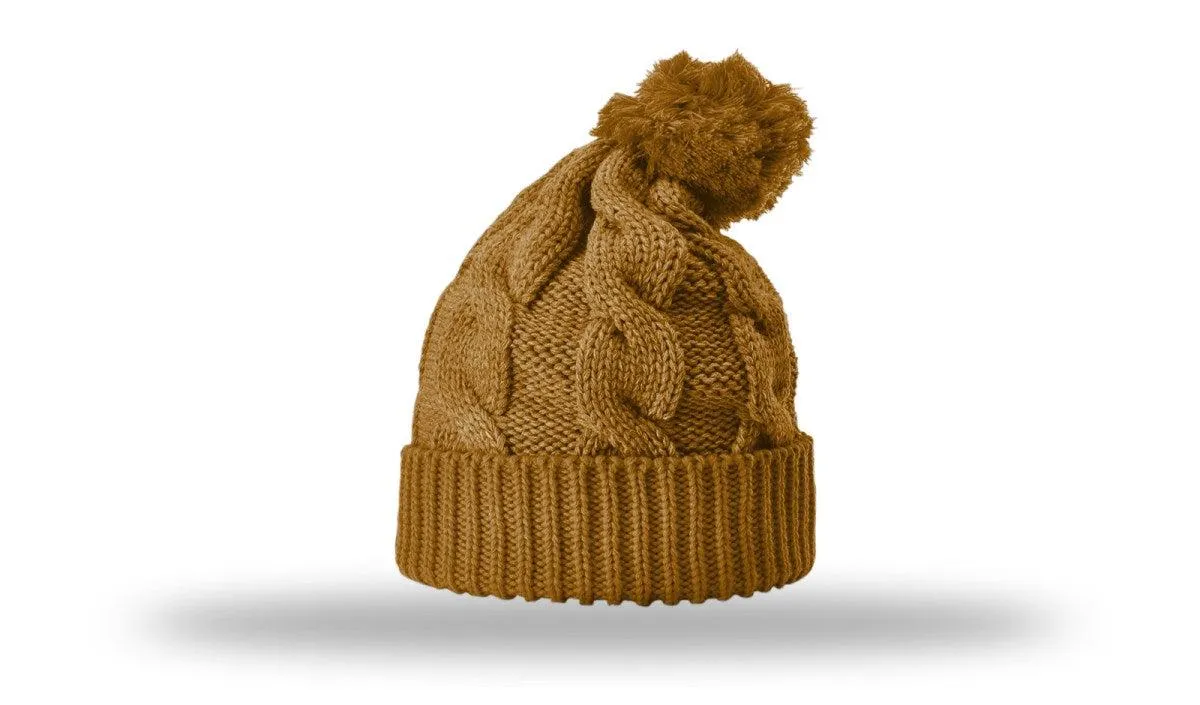 OUTLET-Richardson Chunk Twist Knit Beanie W/ Cuff & Pom
