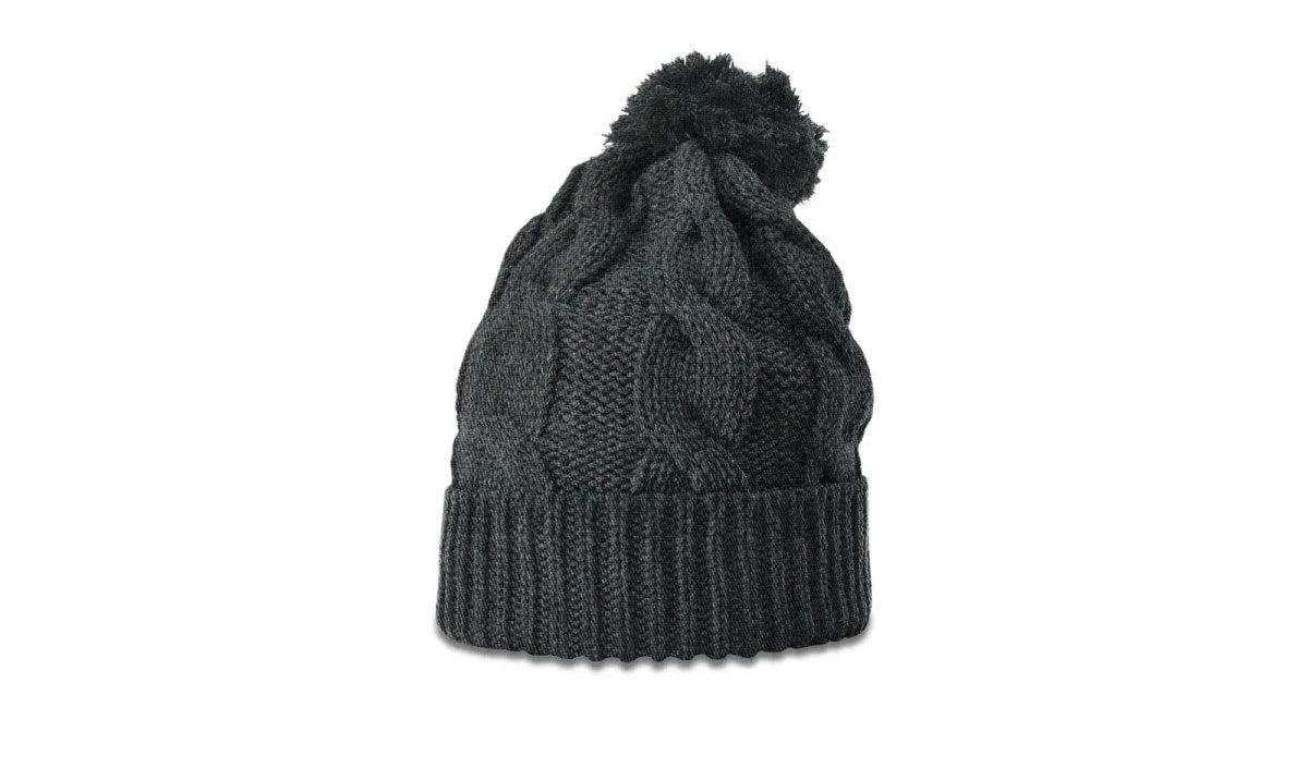 OUTLET-Richardson Chunk Twist Knit Beanie W/ Cuff & Pom
