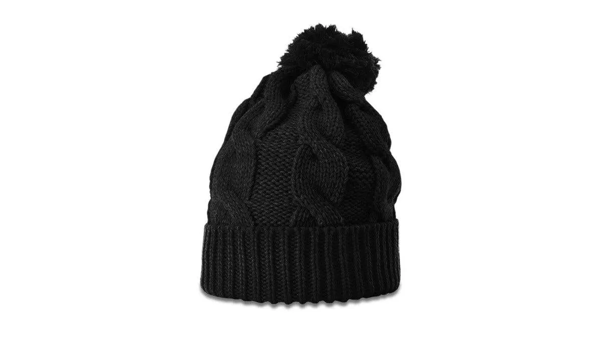 OUTLET-Richardson Chunk Twist Knit Beanie W/ Cuff & Pom