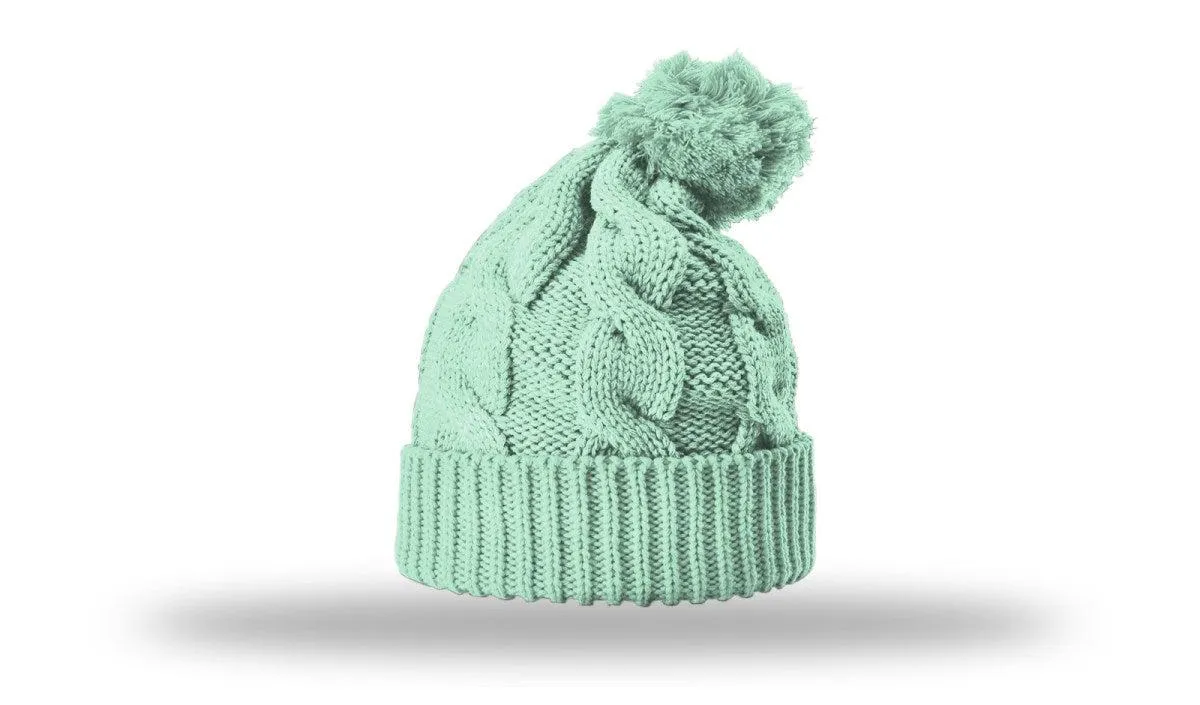 OUTLET-Richardson Chunk Twist Knit Beanie W/ Cuff & Pom