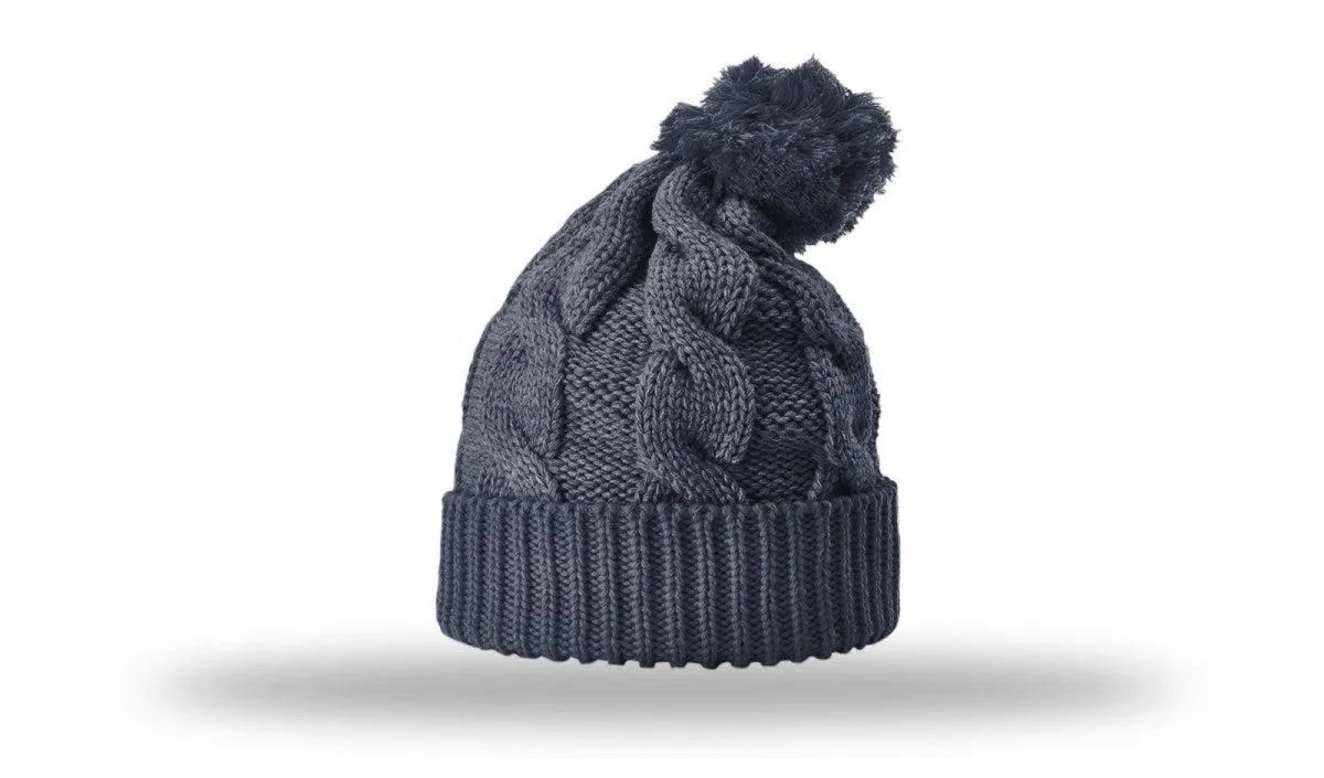 OUTLET-Richardson Chunk Twist Knit Beanie W/ Cuff & Pom