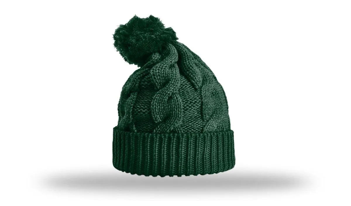 OUTLET-Richardson Chunk Twist Knit Beanie W/ Cuff & Pom