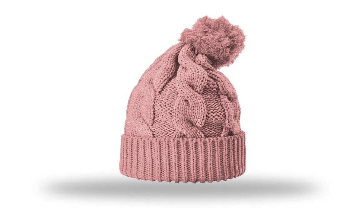 OUTLET-Richardson Chunk Twist Knit Beanie W/ Cuff & Pom