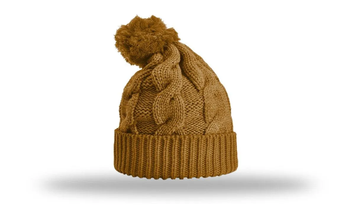 OUTLET-Richardson Chunk Twist Knit Beanie W/ Cuff & Pom