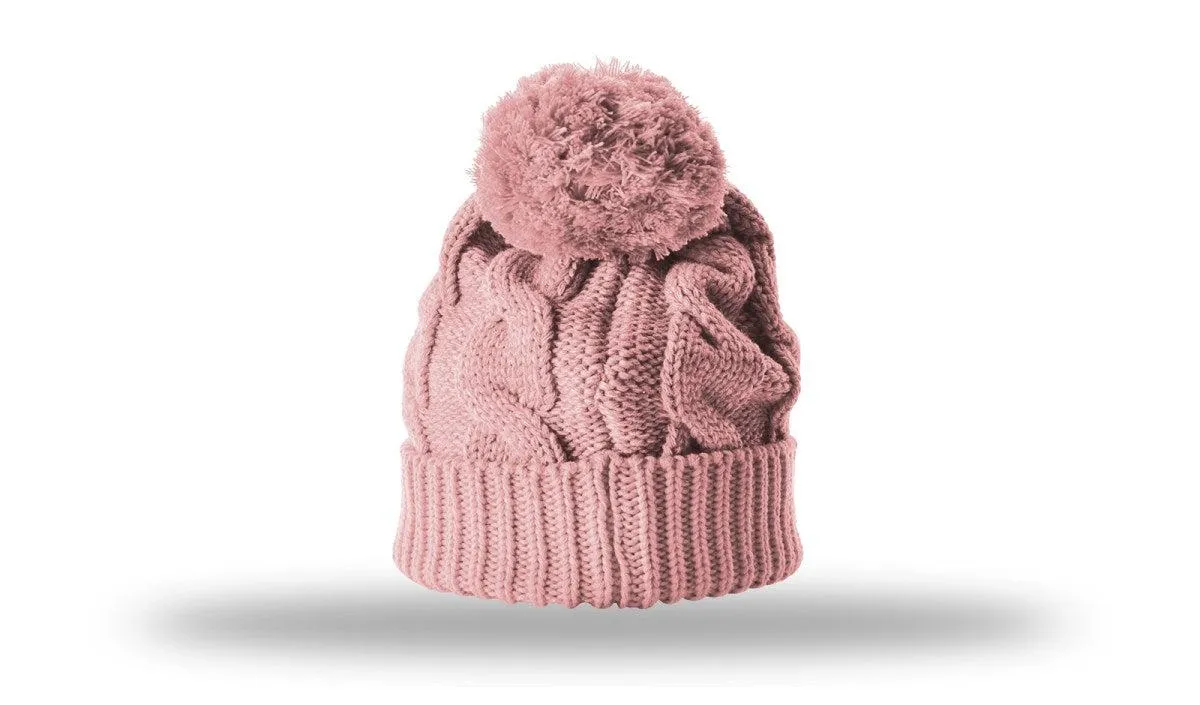 OUTLET-Richardson Chunk Twist Knit Beanie W/ Cuff & Pom