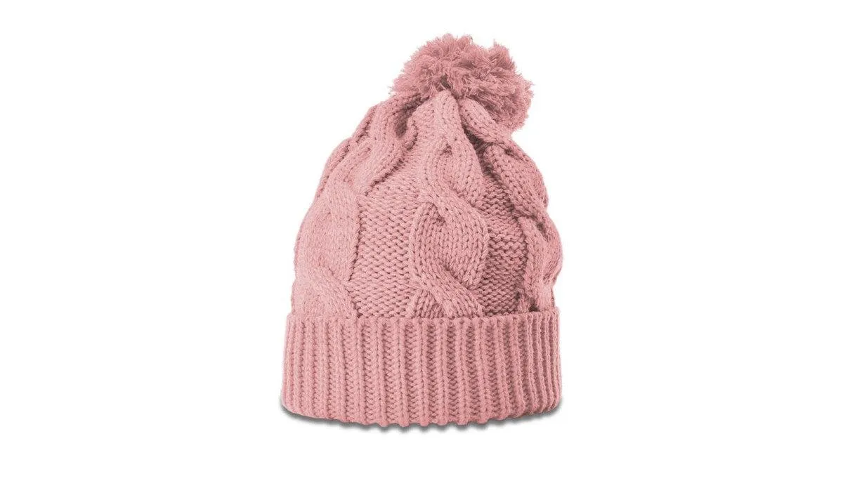 OUTLET-Richardson Chunk Twist Knit Beanie W/ Cuff & Pom