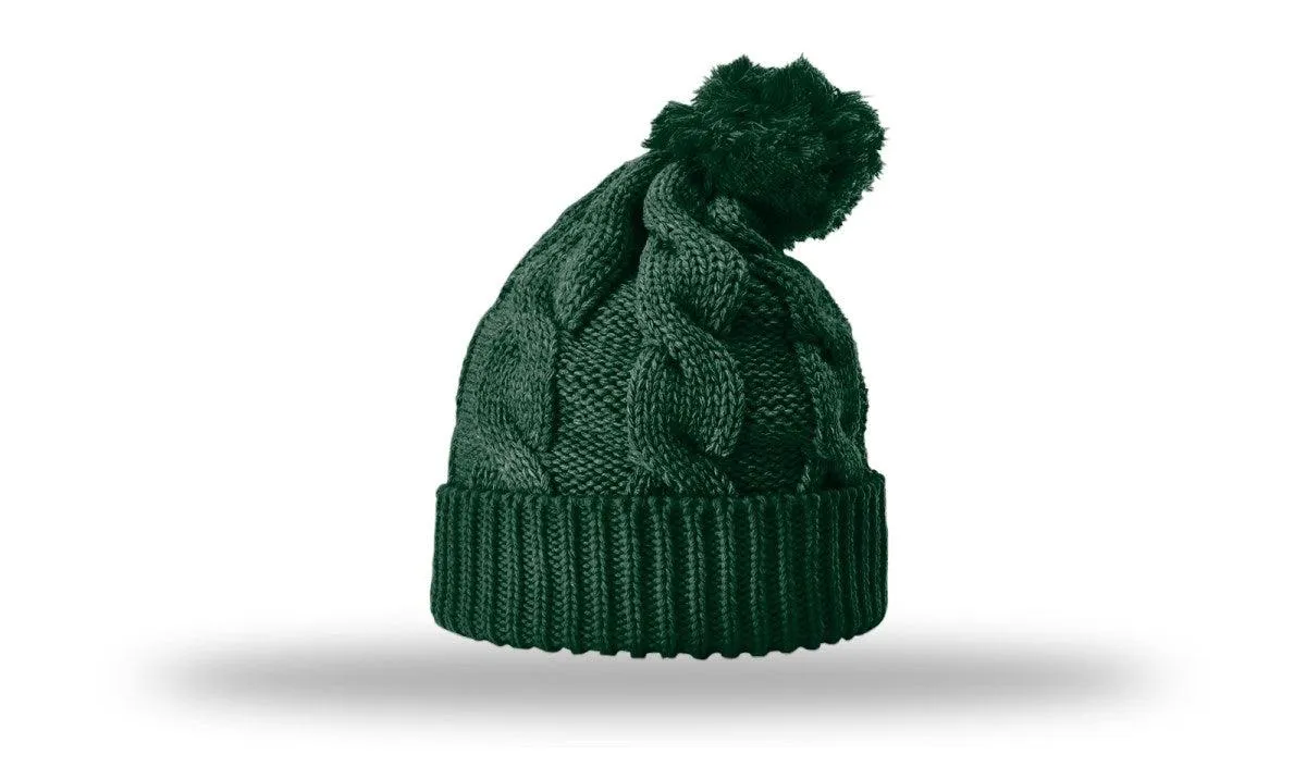 OUTLET-Richardson Chunk Twist Knit Beanie W/ Cuff & Pom