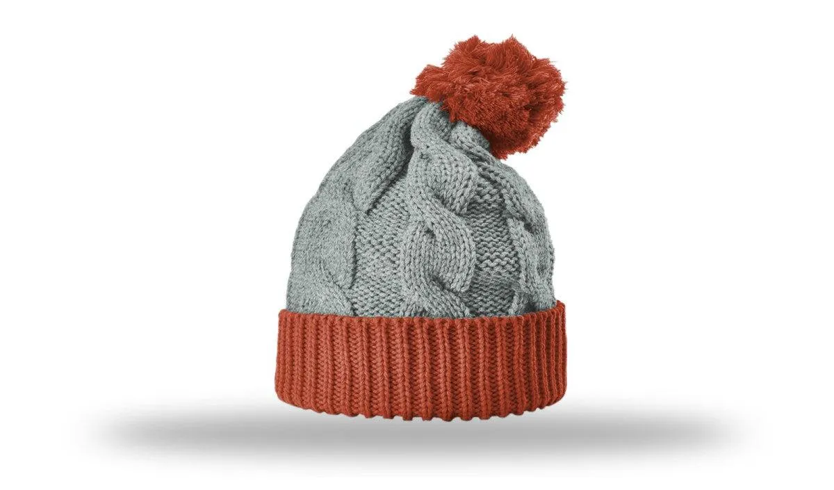 OUTLET-Richardson Chunk Twist Knit Beanie W/ Cuff & Pom