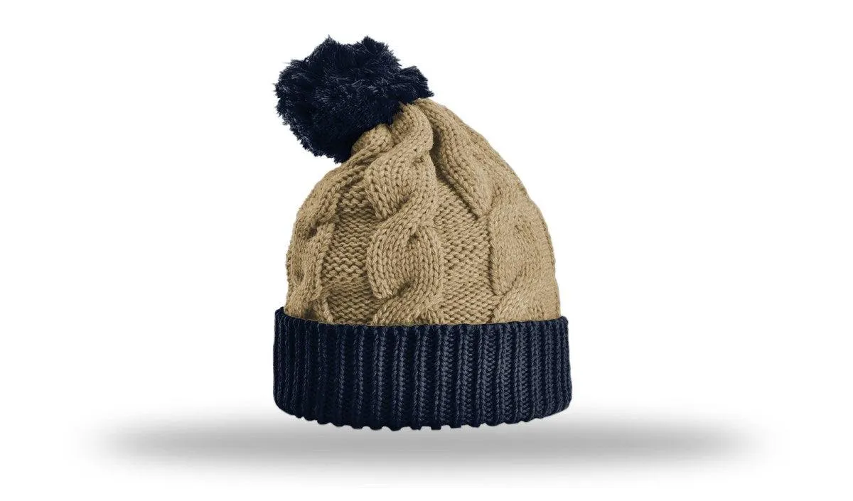OUTLET-Richardson Chunk Twist Knit Beanie W/ Cuff & Pom