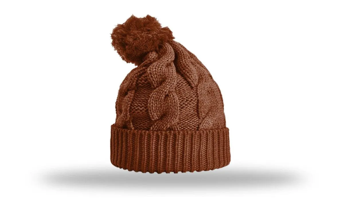 OUTLET-Richardson Chunk Twist Knit Beanie W/ Cuff & Pom