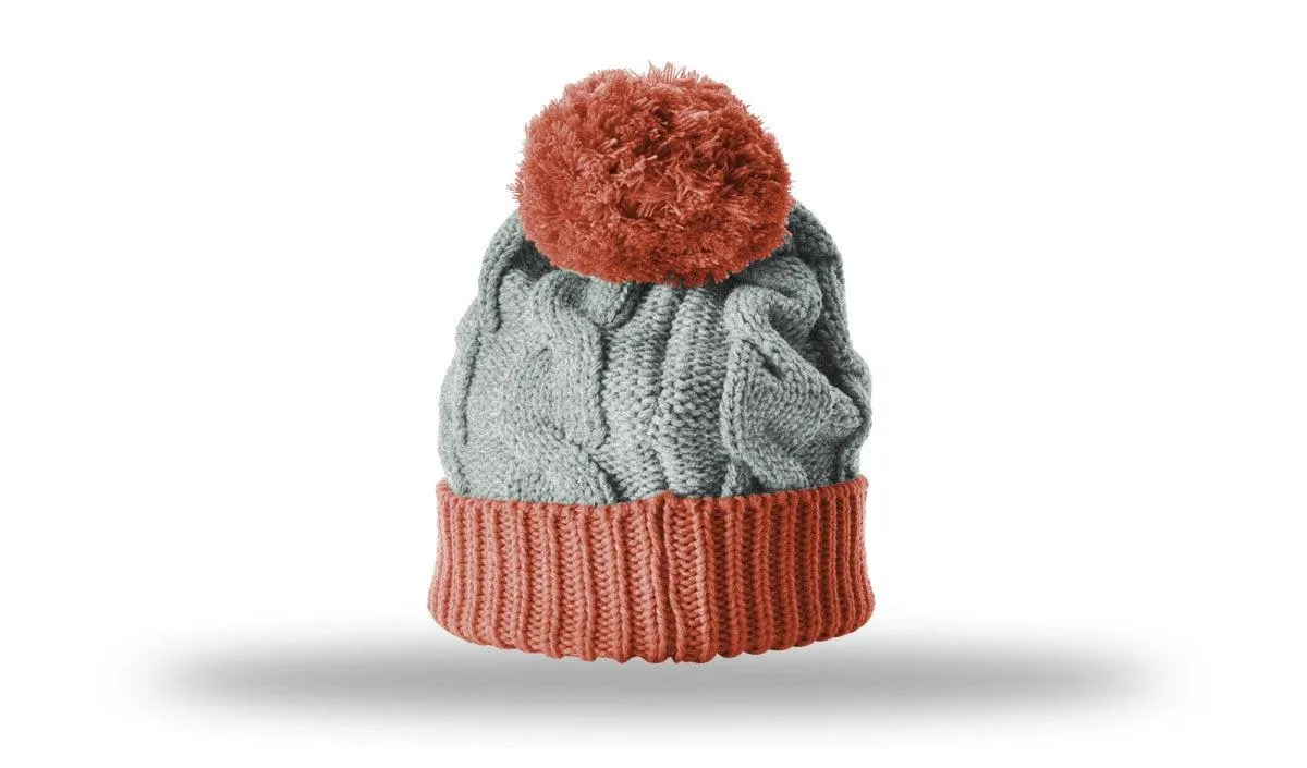 OUTLET-Richardson Chunk Twist Knit Beanie W/ Cuff & Pom
