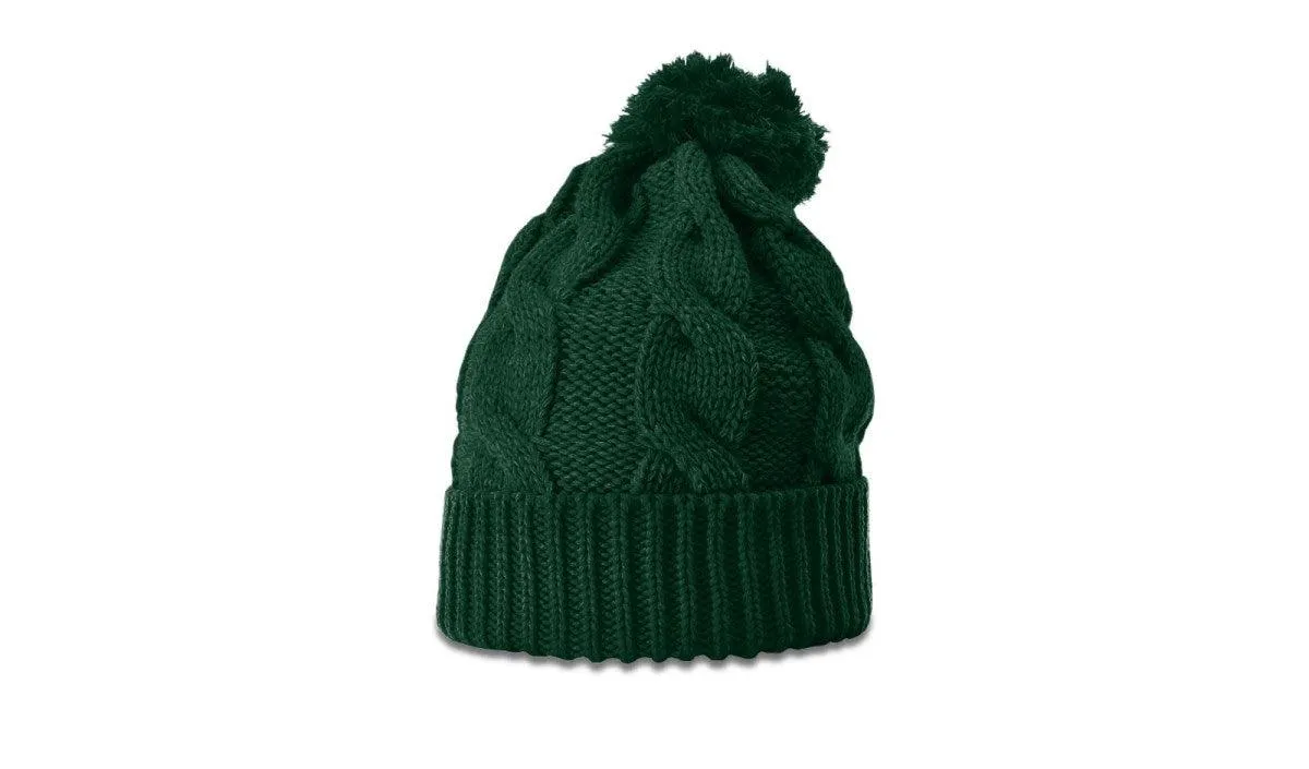 OUTLET-Richardson Chunk Twist Knit Beanie W/ Cuff & Pom
