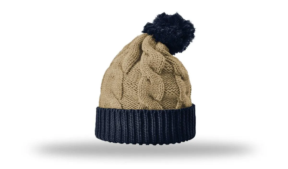 OUTLET-Richardson Chunk Twist Knit Beanie W/ Cuff & Pom