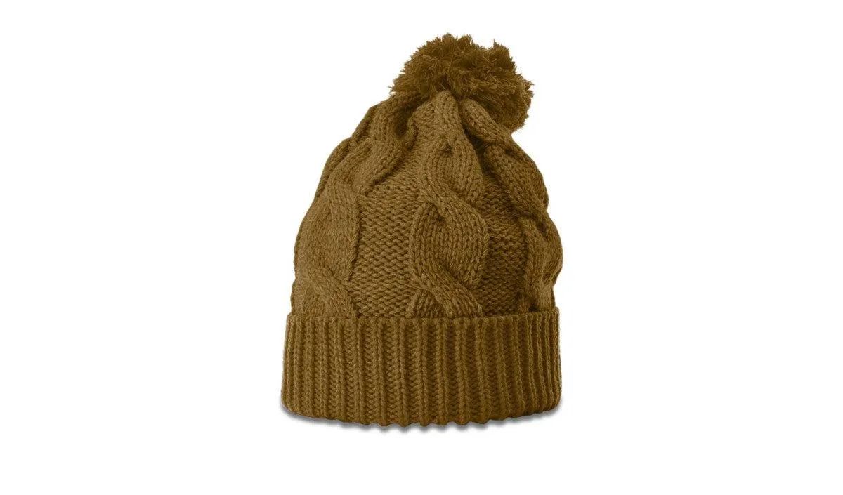 OUTLET-Richardson Chunk Twist Knit Beanie W/ Cuff & Pom