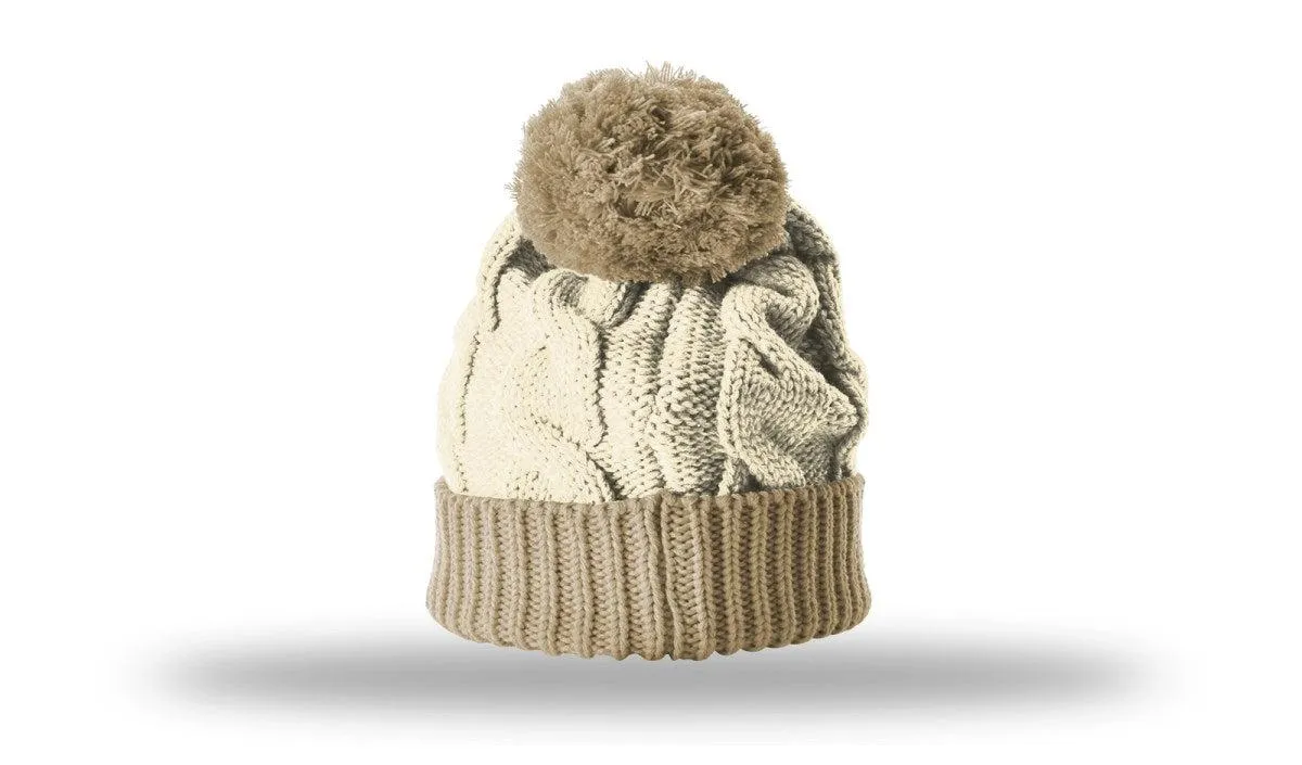 OUTLET-Richardson Chunk Twist Knit Beanie W/ Cuff & Pom