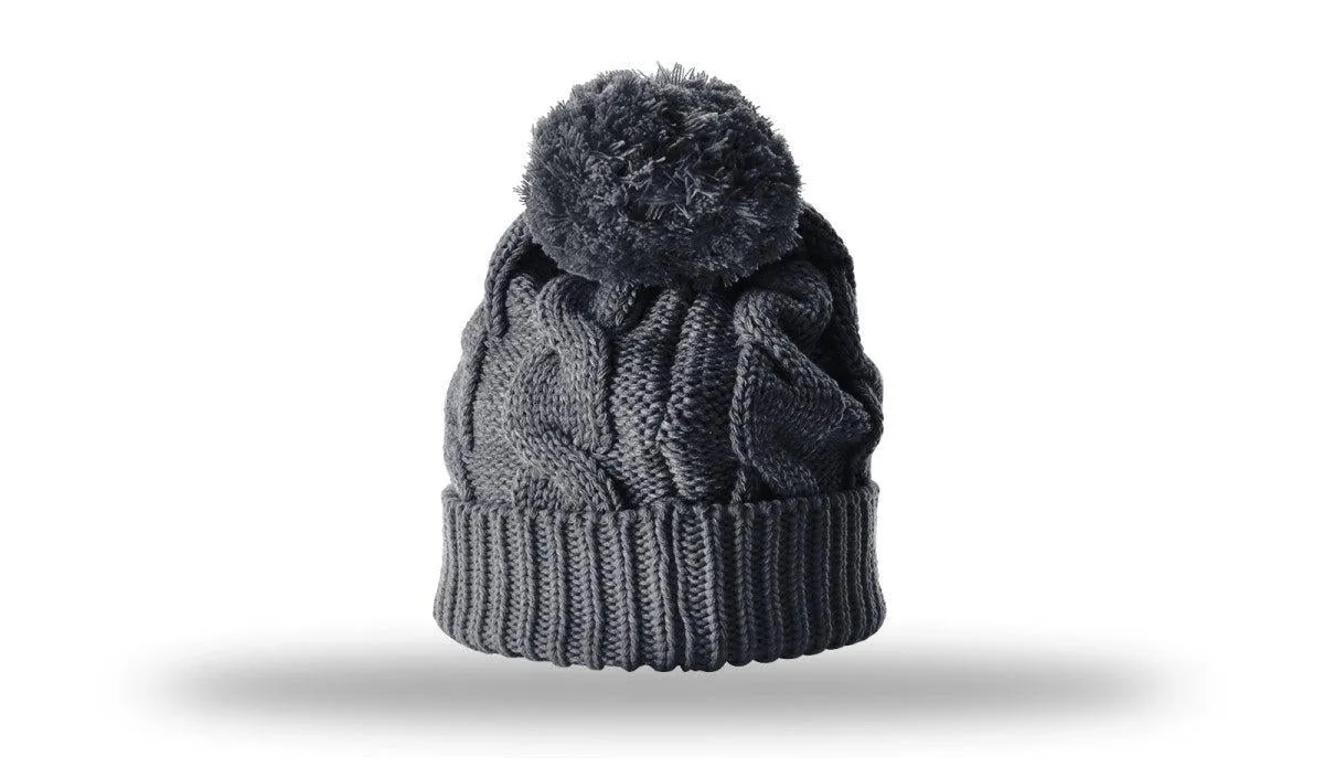 OUTLET-Richardson Chunk Twist Knit Beanie W/ Cuff & Pom
