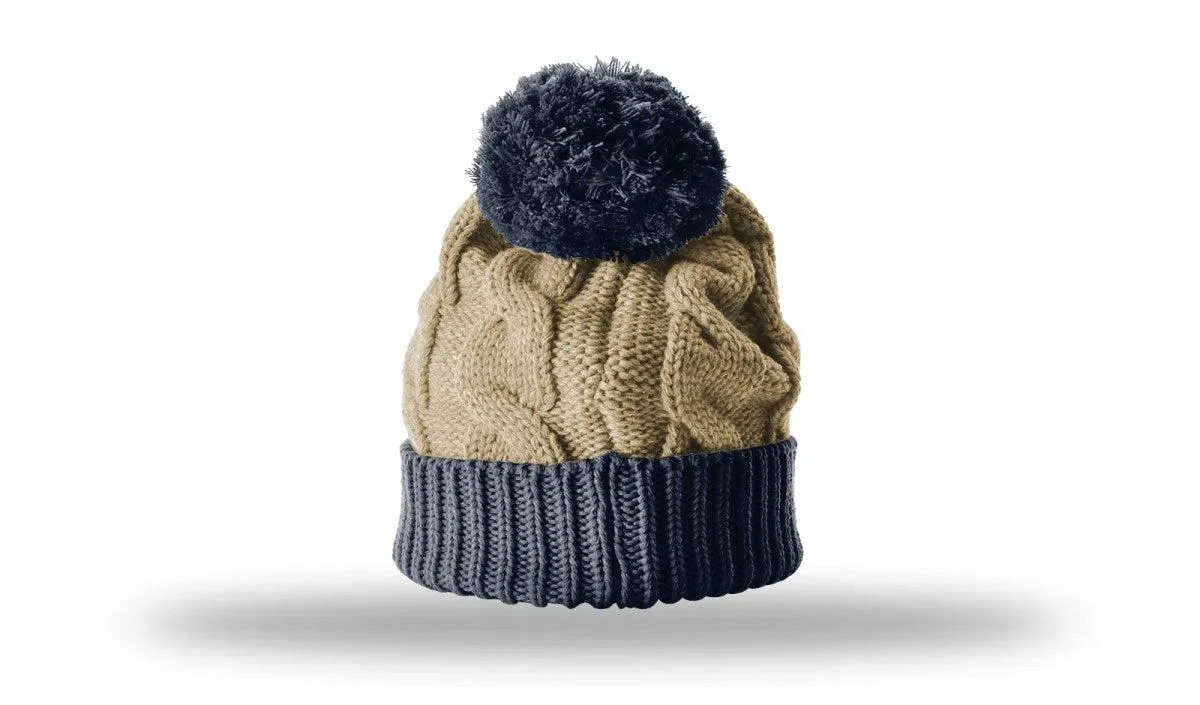 OUTLET-Richardson Chunk Twist Knit Beanie W/ Cuff & Pom