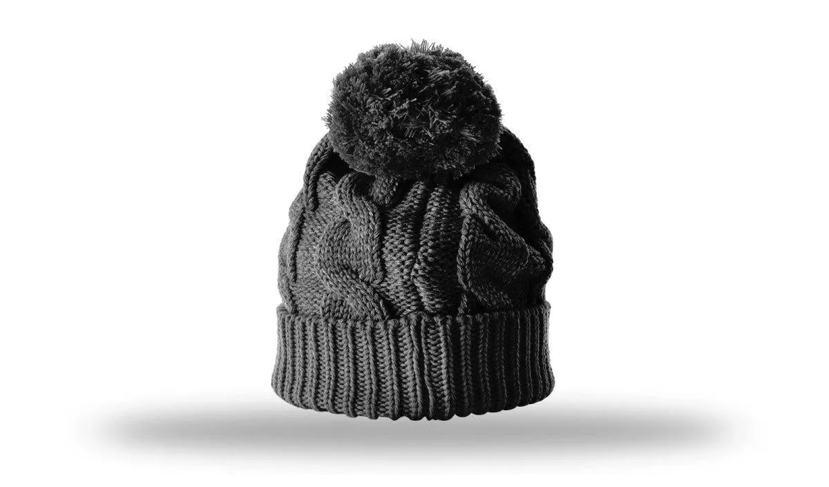 OUTLET-Richardson Chunk Twist Knit Beanie W/ Cuff & Pom