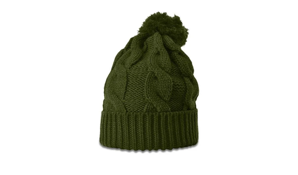 OUTLET-Richardson Chunk Twist Knit Beanie W/ Cuff & Pom