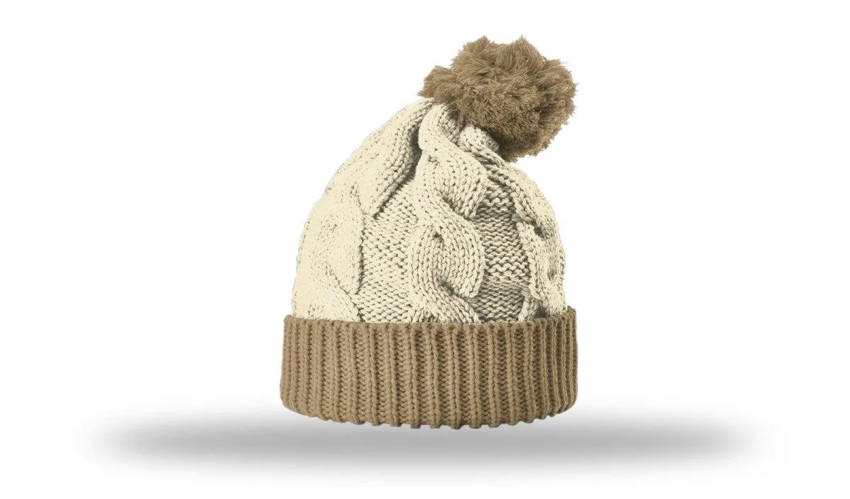 OUTLET-Richardson Chunk Twist Knit Beanie W/ Cuff & Pom