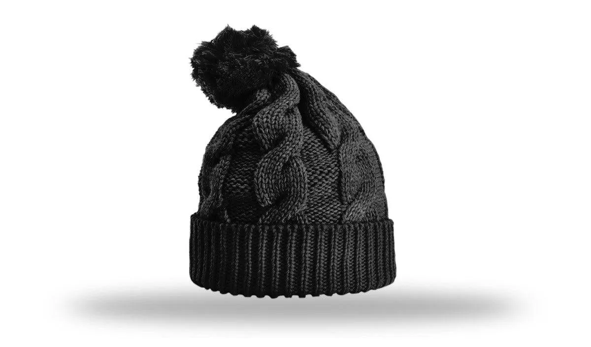 OUTLET-Richardson Chunk Twist Knit Beanie W/ Cuff & Pom