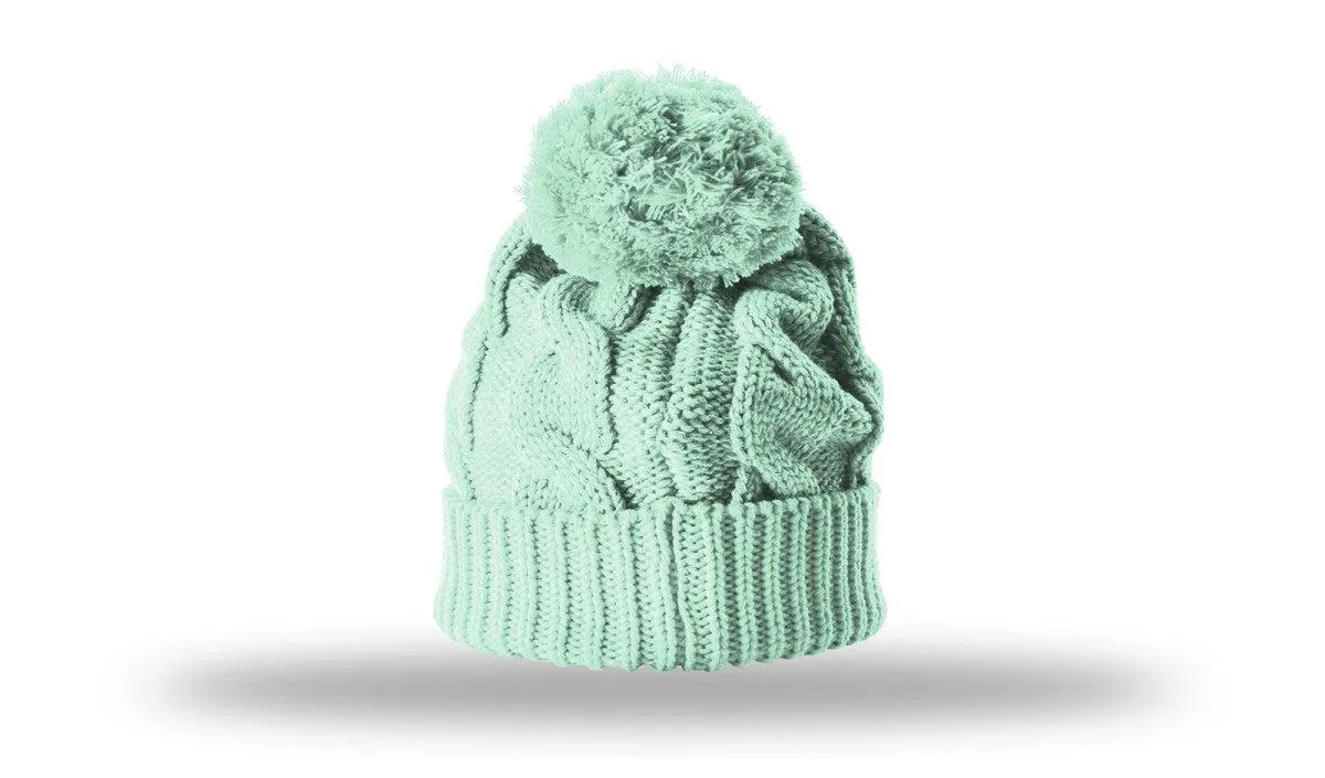 OUTLET-Richardson Chunk Twist Knit Beanie W/ Cuff & Pom